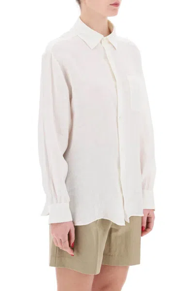 Shop Apc Linen Sela Shirt For In Bianco
