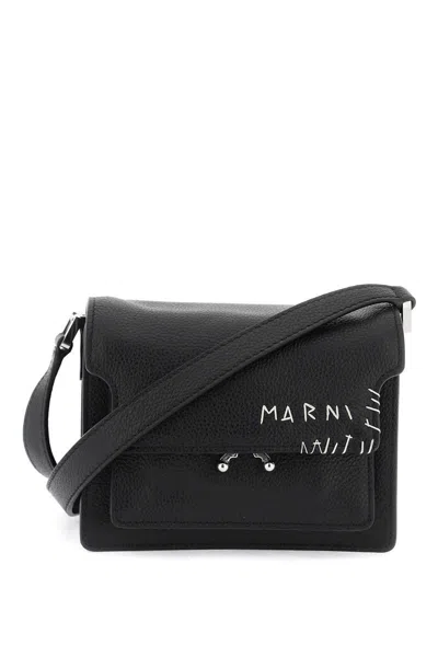Shop Marni Mini Soft Trunk Shoulder Bag In Nero