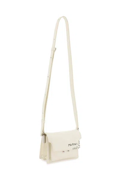 Shop Marni Mini Soft Trunk Shoulder Bag In Bianco