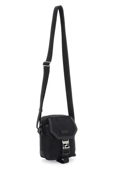 Shop Versace Neo Nylon Crossbody Bag In Nero