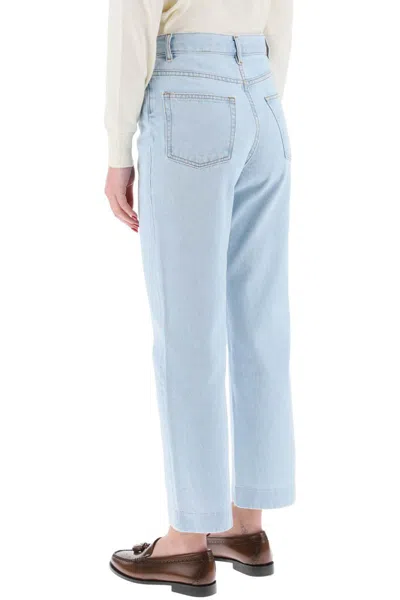 Shop Apc New Sailor Straight Cut Cropped Jeans In Celeste