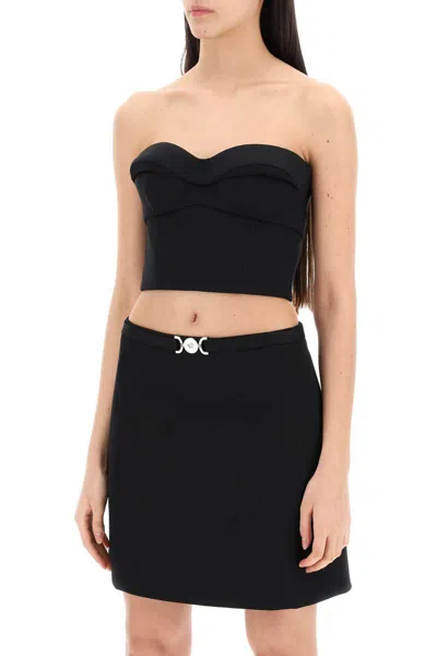 Shop Versace Padded Cup Bustier Top With In Nero