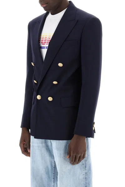 Dsquared2 Navy Blue Wool Twill Jacket In Blu
