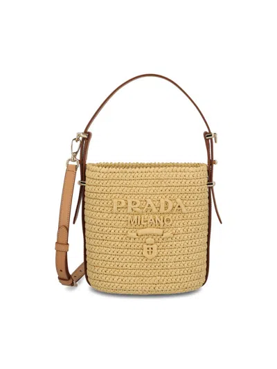 Shop Prada Handbags In Natural