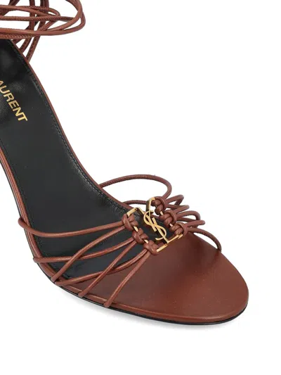 Shop Saint Laurent Sandals In Aesthetic Brown