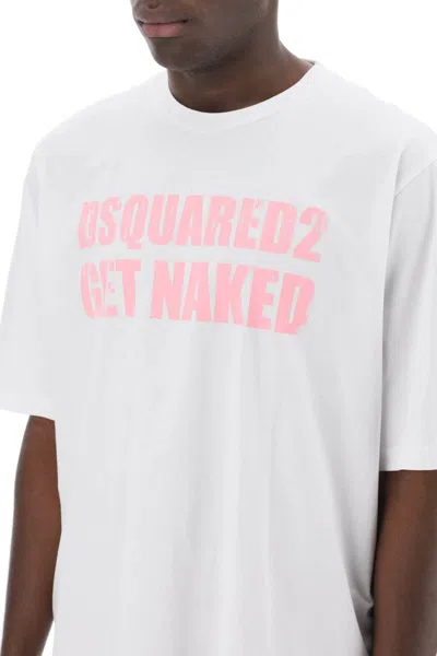 Shop Dsquared2 Skater Fit Printed T-shirt In Bianco
