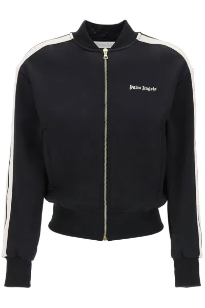 Shop Palm Angels Track Sweatshirt With Contrast Bands In Nero
