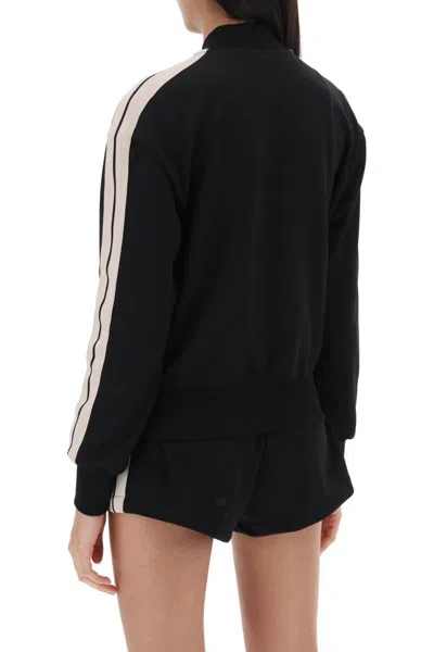 Shop Palm Angels Track Sweatshirt With Contrast Bands In Nero