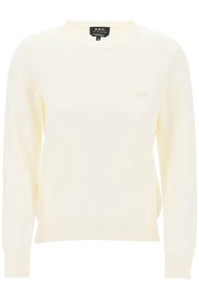 Shop Apc Vera Cotton Crewneck Pullover In Bianco
