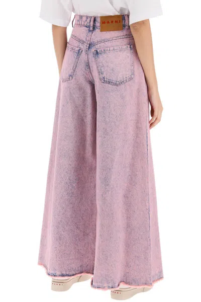 Shop Marni Wide Leg Jeans In Overdyed Denim In Rosa