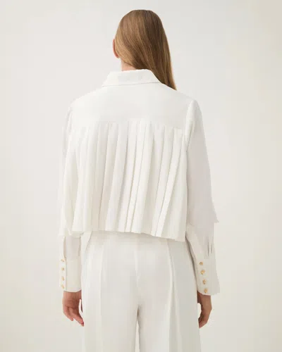 Shop Aje Estrade Pleated Crop Shirt In White