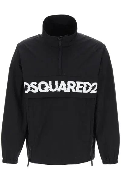 Shop Dsquared2 Anorak With Logo Print In Nero