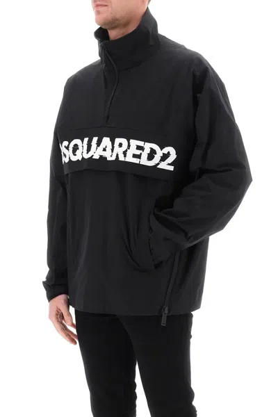 Shop Dsquared2 Anorak With Logo Print In Nero