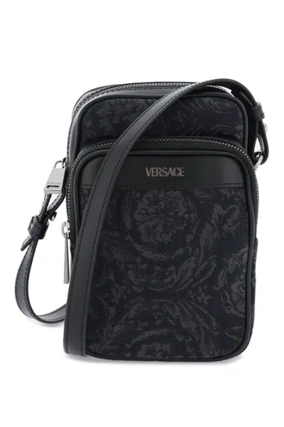 Shop Versace Athena Barocco Crossbody Bag In Nero
