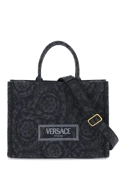 Shop Versace Athena Barocco Tote Bag In Nero