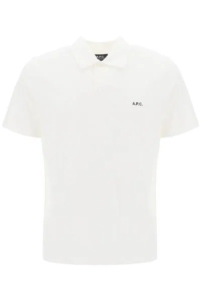 Shop Apc Austin Polo Shirt With Logo Embroidery In Bianco