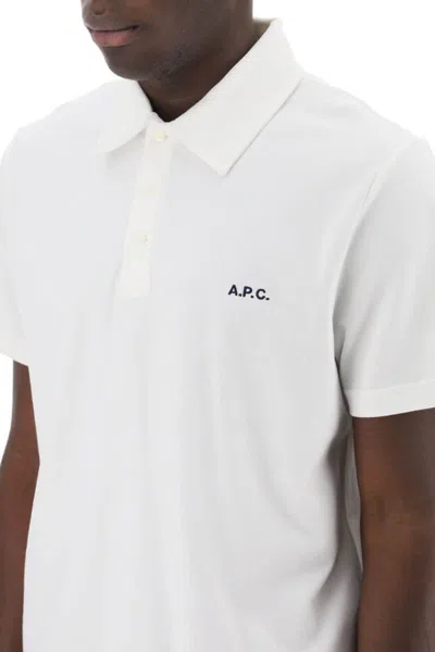 Shop Apc Austin Polo Shirt With Logo Embroidery In Bianco