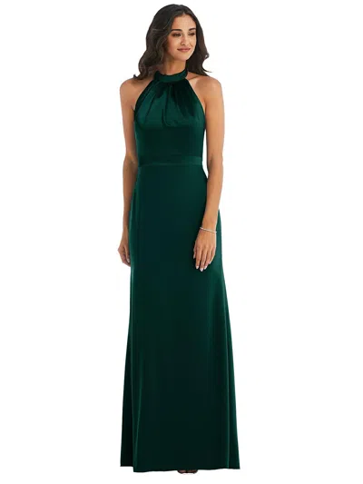 After Six High-neck Open-back Maxi Dress With Scarf Tie In Green