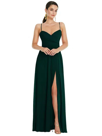 Lovely Strappy High Slit Chiffon Gown In Green