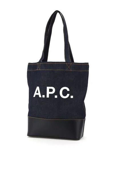 Shop Apc Axel Denim Tote Bag In Blu