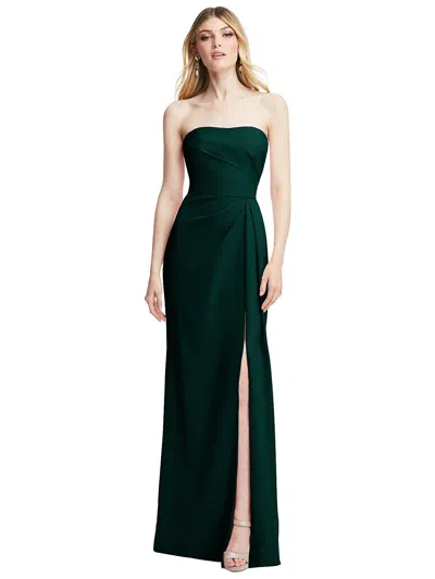 Shop After Six Strapless Pleated Faux Wrap Trumpet Gown With Front Slit In Green