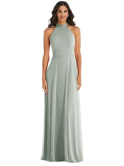 After Six Backless Halter Evening Gown In Multi