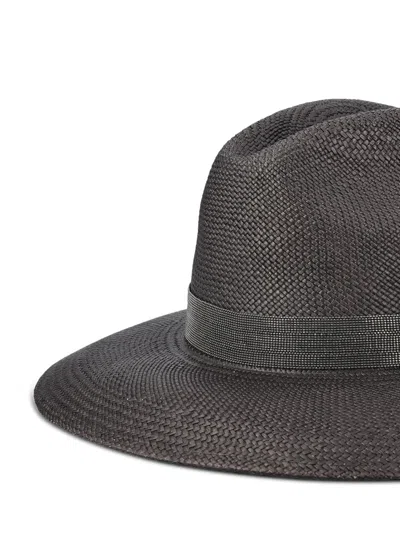 Shop Brunello Cucinelli Hats In Black+ultrablack