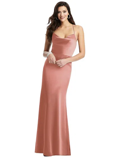 Shop Dessy Collection Cowl-neck Criss Cross Back Slip Dress In Pink