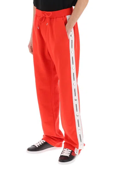 Shop Dsquared2 Burbs Logo Band Sweatpants In Rosso