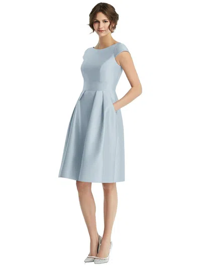 Shop Alfred Sung Cap Sleeve Pleated Cocktail Dress With Pockets In Grey