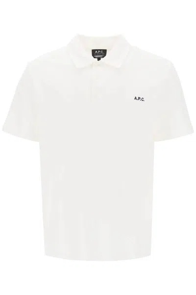 Shop Apc Carter Polo Shirt With Logo Embroidery In Bianco