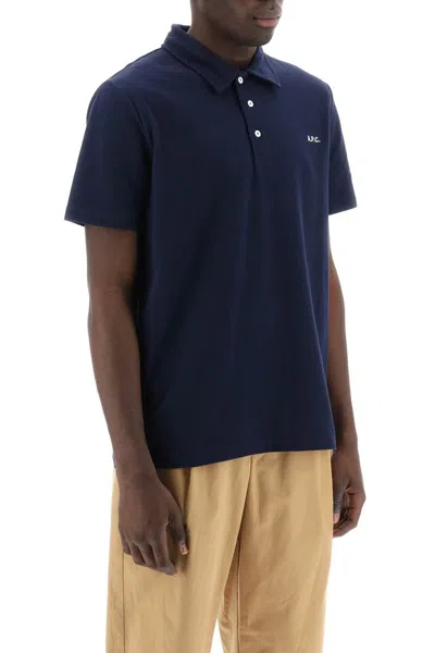 Shop Apc Carter Polo Shirt With Logo Embroidery In Blu