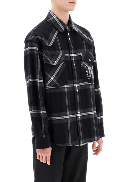 Shop Palm Angels Check Flannel Overshirt In Grigio