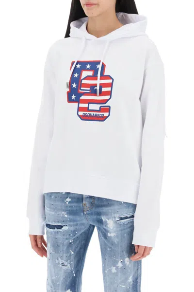 Shop Dsquared2 Cool Fit Hoodie With Graphic Print In Bianco