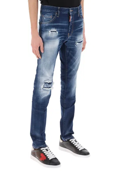 Shop Dsquared2 Cool Guy Jeans In Medium Worn Out Booty Wash In Blu