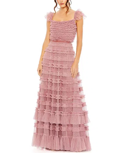 Shop Mac Duggal Ruffle Cap Sleeve Tiered Ruffle Gown In Pink