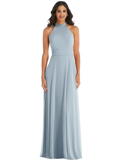Shop After Six High Neck Halter Backless Maxi Dress In Grey