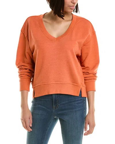 Shop Michael Stars Camila V-neck Cropped Sweatshirt In Orange
