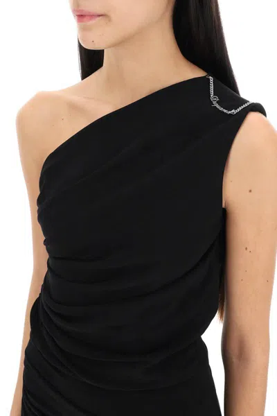 Shop Dsquared2 Draped One-shoulder Dress In Nero