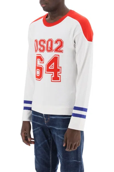 Shop Dsquared2 Dsq2 64 Football Sweater In Bianco