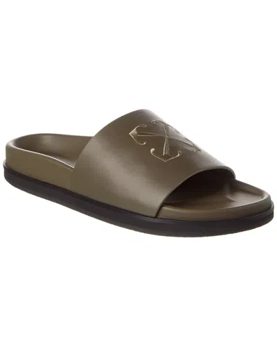 OFF-WHITE POOL TIME LEATHER SLIDE 