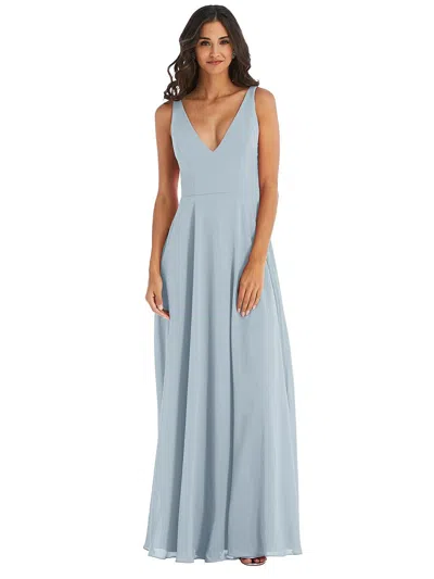 Shop After Six Deep V-neck Chiffon Maxi Dress In Grey