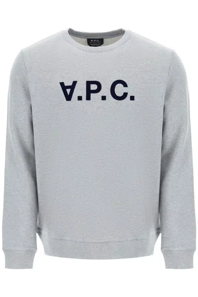 Shop Apc Flock V.p.c. Logo Sweatshirt In Grigio