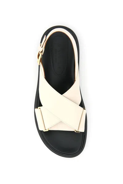 Shop Marni Fussbett Sandals In Bianco