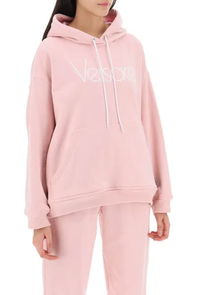 Shop Versace Hoodie With 1978 Re-edition Logo In Rosa