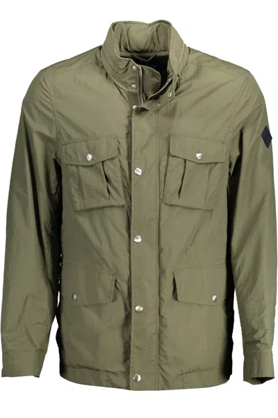 Shop Gant Sleek Trench Coat With Concealed Men's Hood In Green