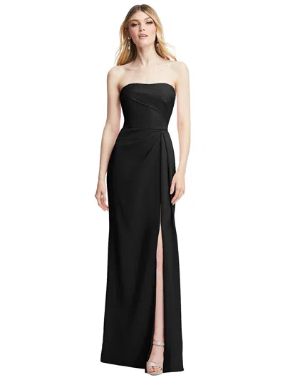 Shop After Six Strapless Pleated Faux Wrap Trumpet Gown With Front Slit In Black