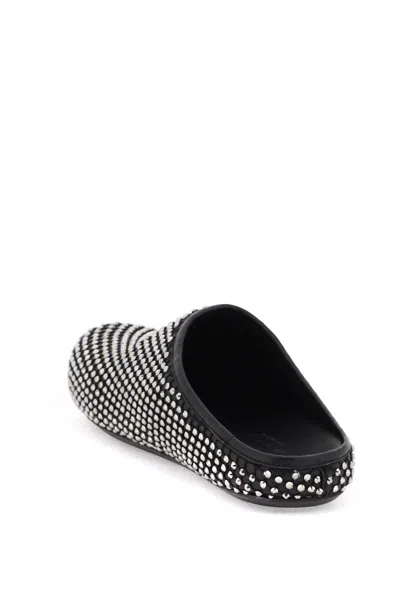 Shop Marni Leather Fussbett Clogs With Rhinestones In Nero