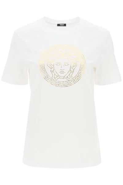 Shop Versace Medusa Crew-neck T-shirt In Bianco