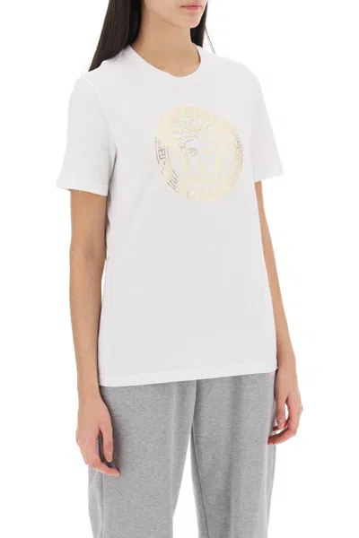 Shop Versace Medusa Crew-neck T-shirt In Bianco